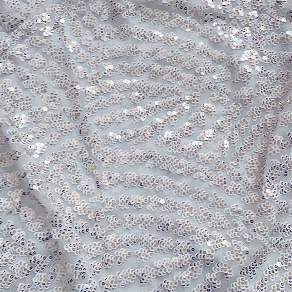 White gold EXPRESS formal long sleeve sequin top